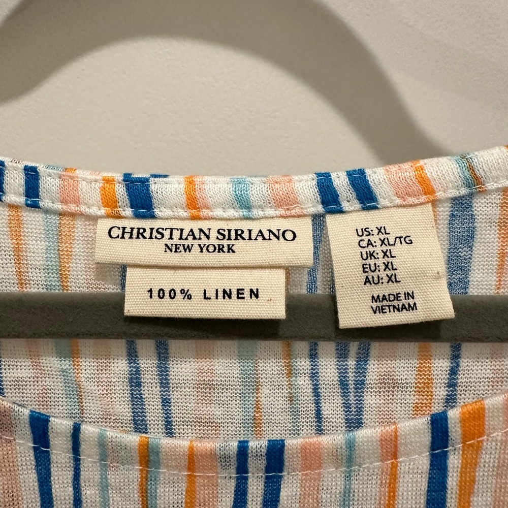 Cynthia Rowley 100% linen striped top - Picture 3 of 3